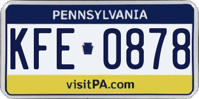 PA license plate KFE0878