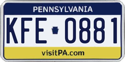 PA license plate KFE0881