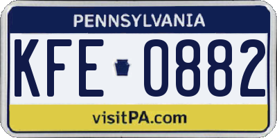 PA license plate KFE0882