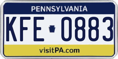 PA license plate KFE0883