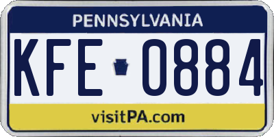 PA license plate KFE0884