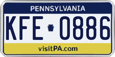 PA license plate KFE0886