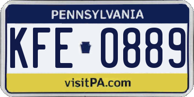 PA license plate KFE0889
