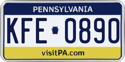 PA license plate KFE0890