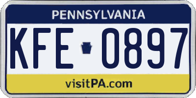 PA license plate KFE0897