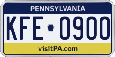 PA license plate KFE0900