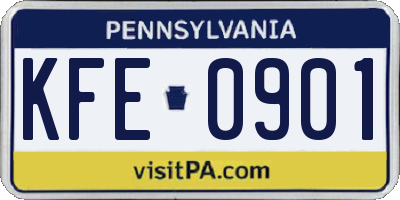 PA license plate KFE0901