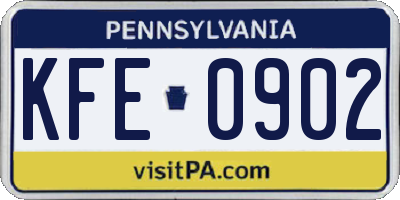 PA license plate KFE0902