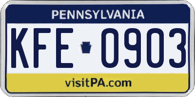 PA license plate KFE0903