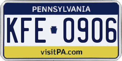 PA license plate KFE0906
