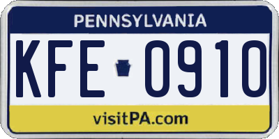 PA license plate KFE0910