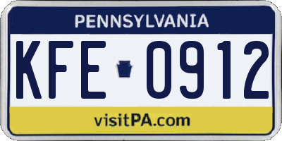 PA license plate KFE0912