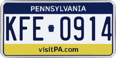 PA license plate KFE0914