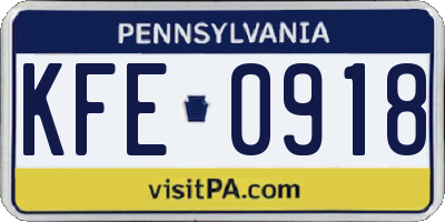 PA license plate KFE0918