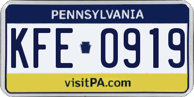 PA license plate KFE0919
