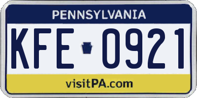 PA license plate KFE0921