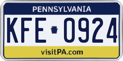 PA license plate KFE0924