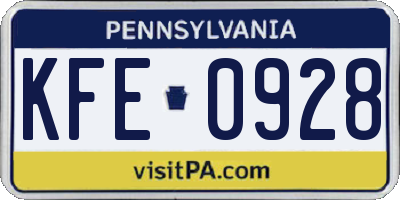 PA license plate KFE0928