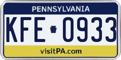 PA license plate KFE0933