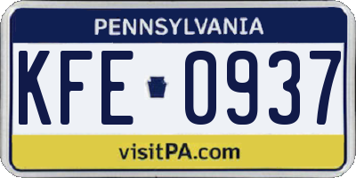 PA license plate KFE0937
