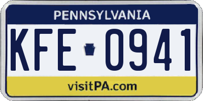 PA license plate KFE0941