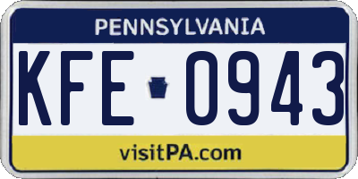 PA license plate KFE0943
