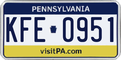 PA license plate KFE0951