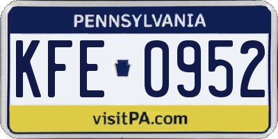 PA license plate KFE0952