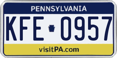 PA license plate KFE0957