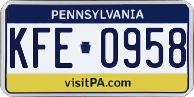 PA license plate KFE0958