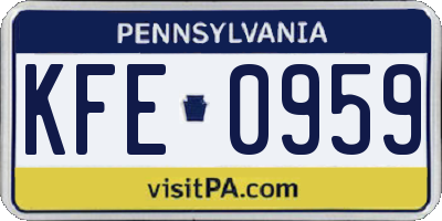 PA license plate KFE0959