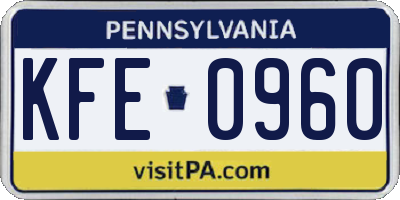 PA license plate KFE0960