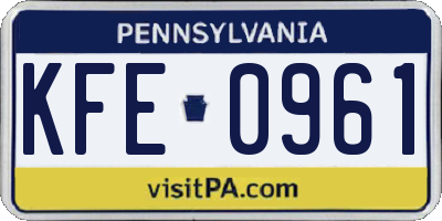 PA license plate KFE0961