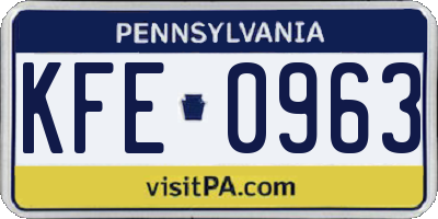 PA license plate KFE0963