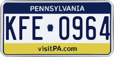 PA license plate KFE0964
