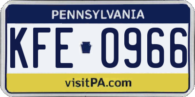 PA license plate KFE0966