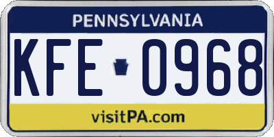 PA license plate KFE0968
