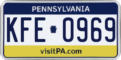 PA license plate KFE0969