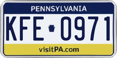PA license plate KFE0971