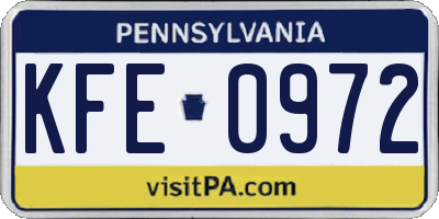 PA license plate KFE0972