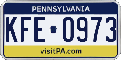 PA license plate KFE0973