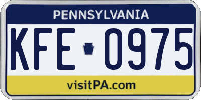 PA license plate KFE0975