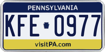 PA license plate KFE0977