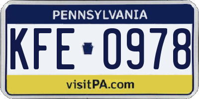 PA license plate KFE0978