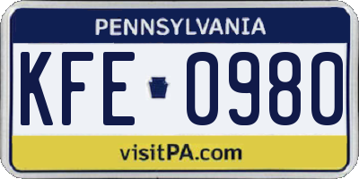 PA license plate KFE0980