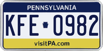 PA license plate KFE0982