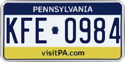 PA license plate KFE0984