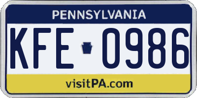 PA license plate KFE0986