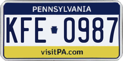 PA license plate KFE0987