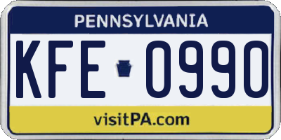 PA license plate KFE0990